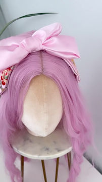 Thumbnail: Pink Oriental Floral Silk Bow Scarf Headband Hair Band 