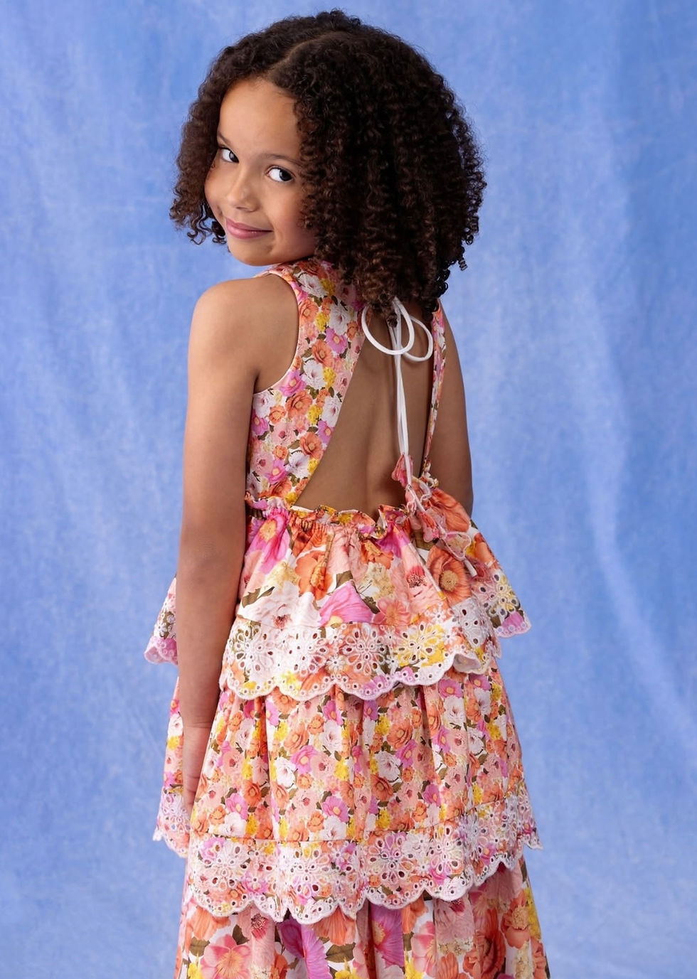 Miniatura: Vestido maxi encaje naranja