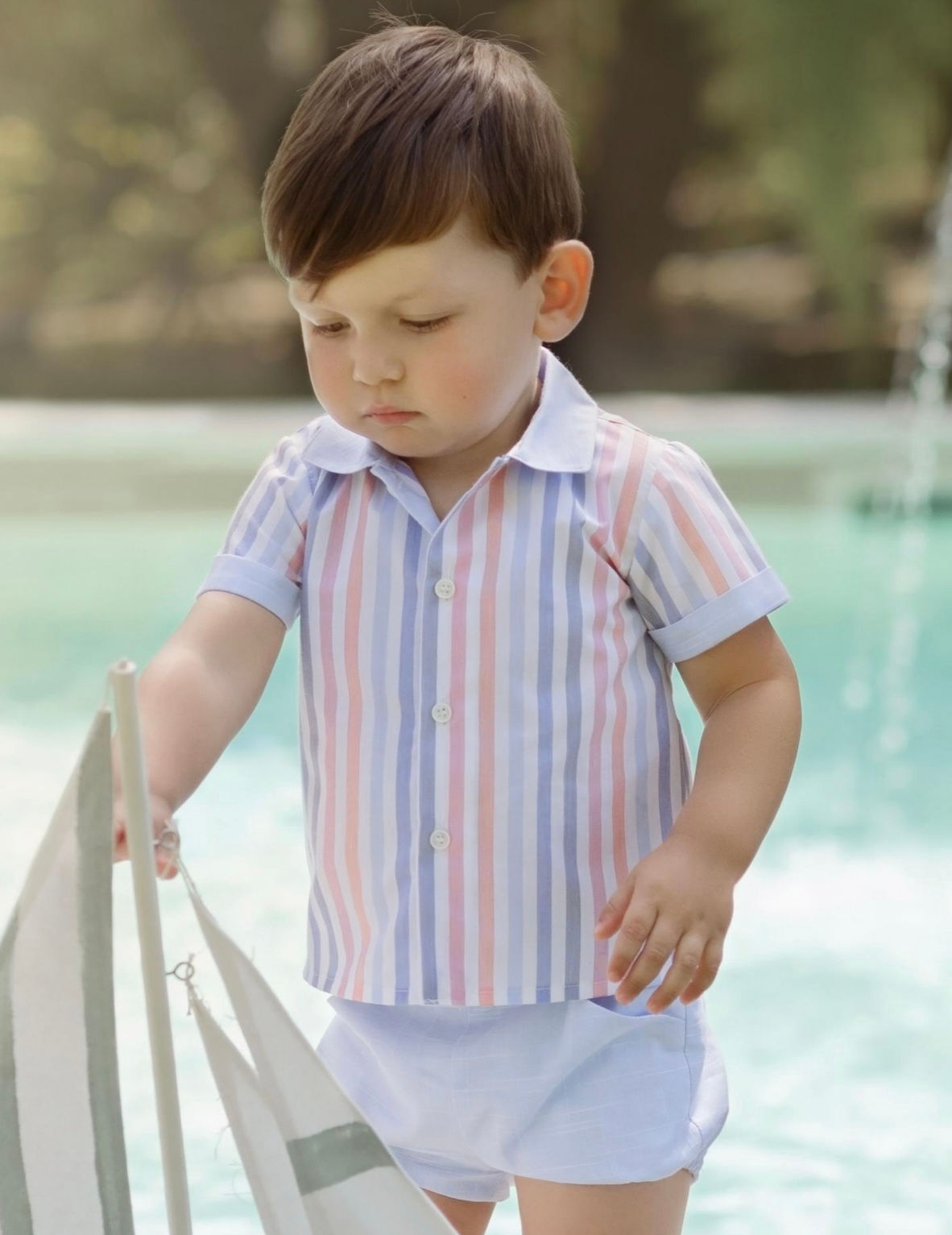 Set Niño Camisa Rayas Celeste