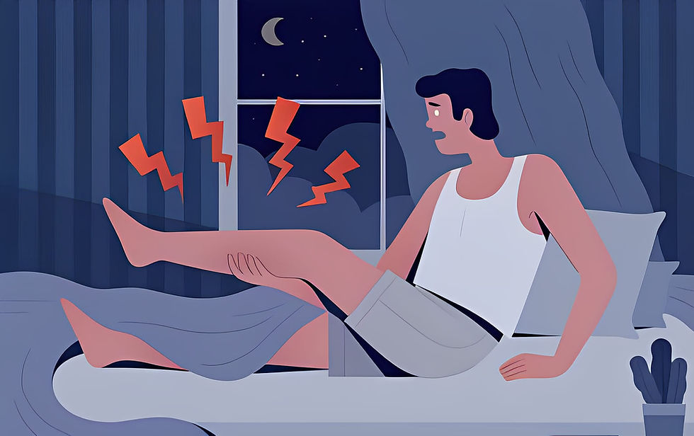 Vector of A Man Experiencing Leg Pain at Night.