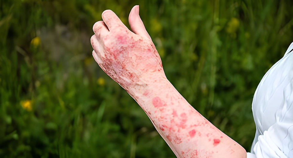 Photo of Sun Poisoning rash - An Arm of A Person Experiencing Sun Poisoning.