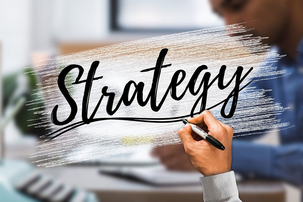 The word "strategy" in stylized font.