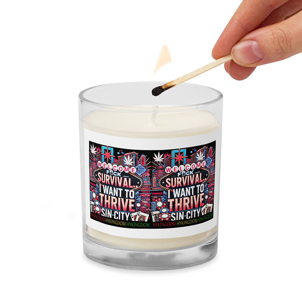 Thumbnail: Glass jar soy wax candle-Fuck survival I want to thrive-SinCity