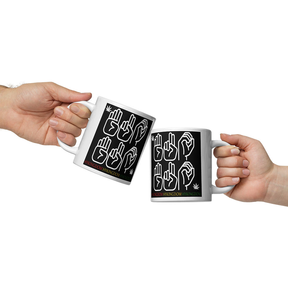 Thumbnail: White glossy mug-Cannabis-In Sign Language-bw