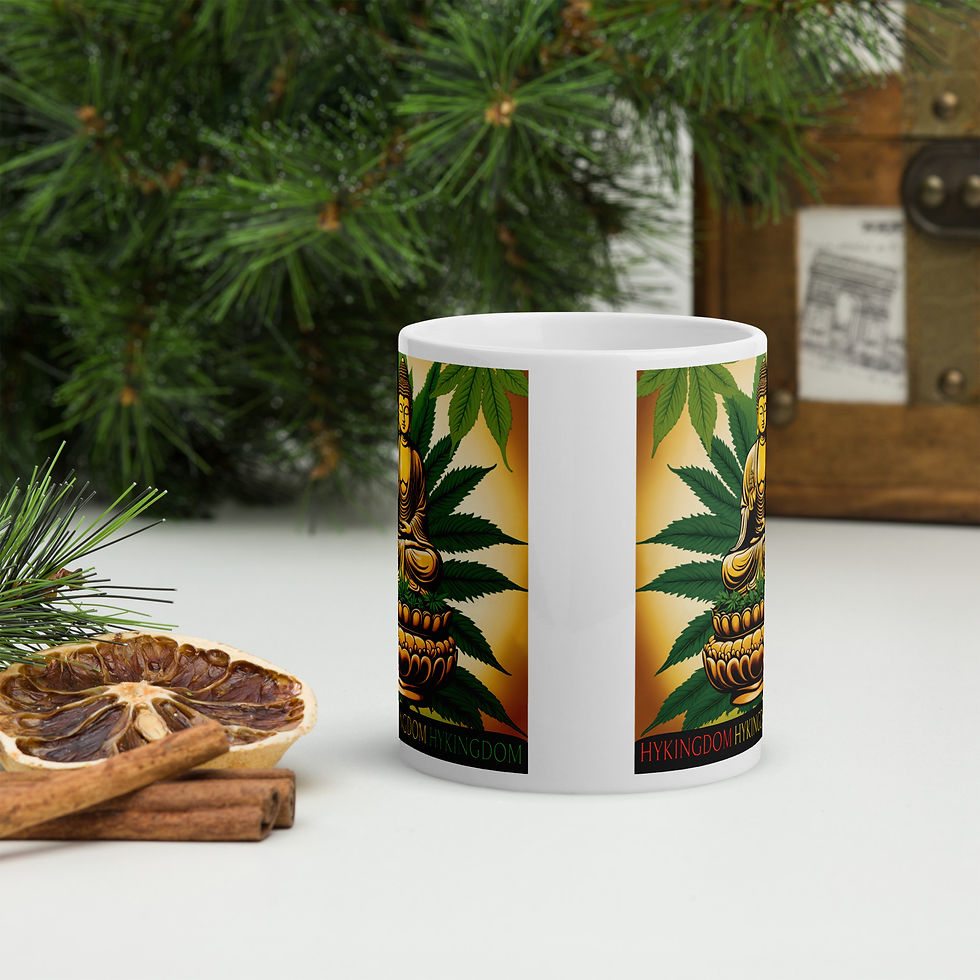 Thumbnail: White glossy mug-Buddha and Cannabis