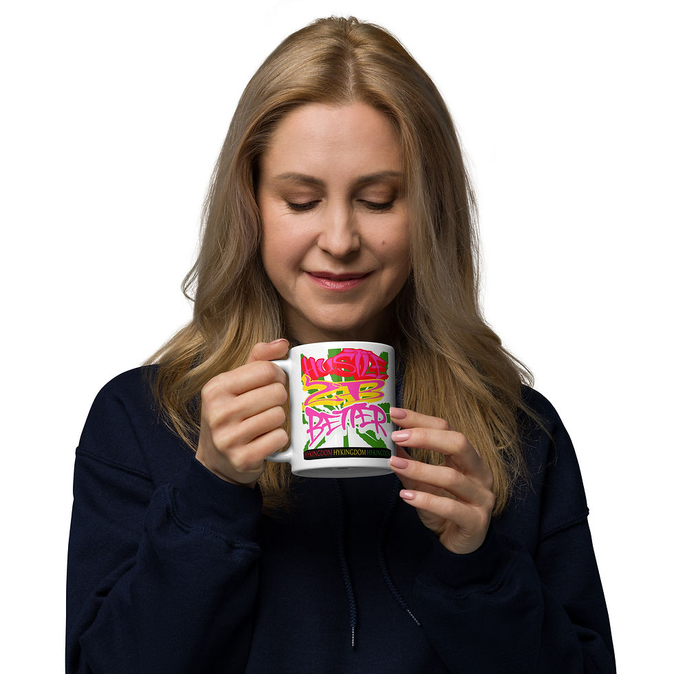 Thumbnail: White glossy mug-Hustle to be better-Pink