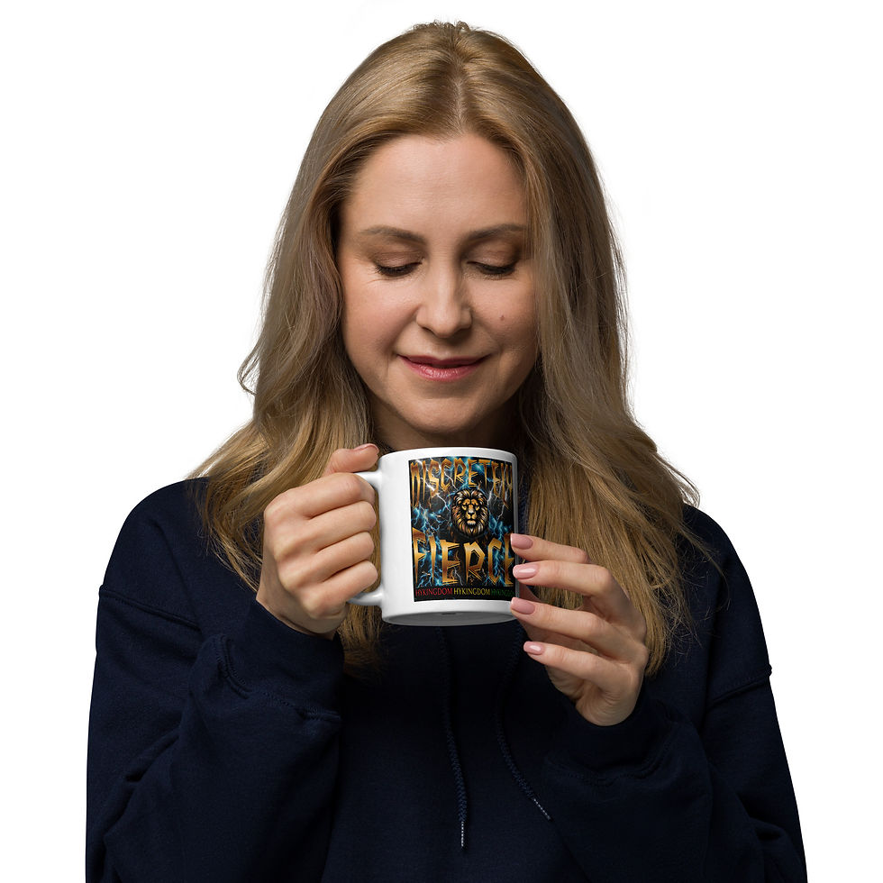 Thumbnail: White glossy mug-Discretely Fierce-Lion