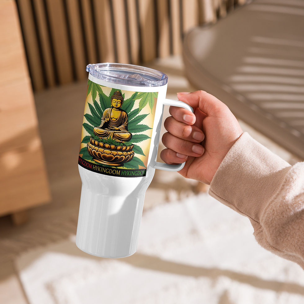 Thumbnail: Travel mug with a handle-Buddha and Cannabis