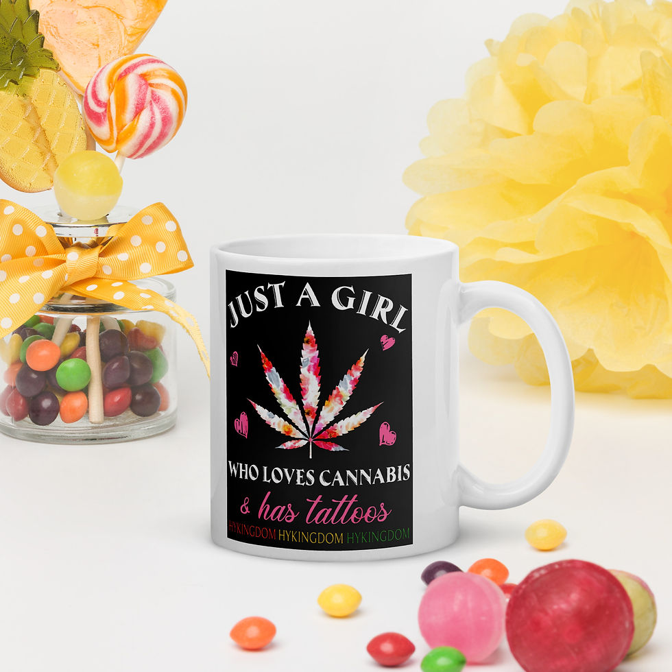 Thumbnail: White glossy mug-Just a girl who loves cannabis and has tattoos