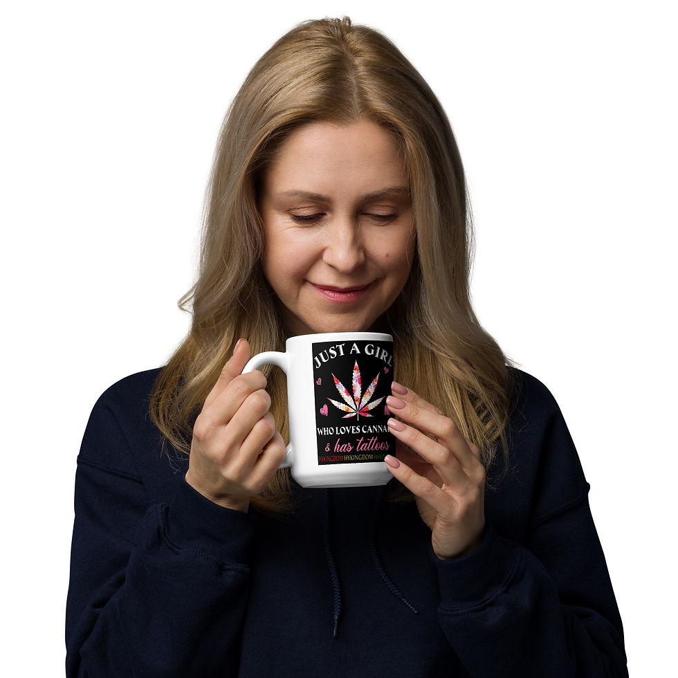 Thumbnail: White glossy mug-Just a girl who loves cannabis and has tattoos