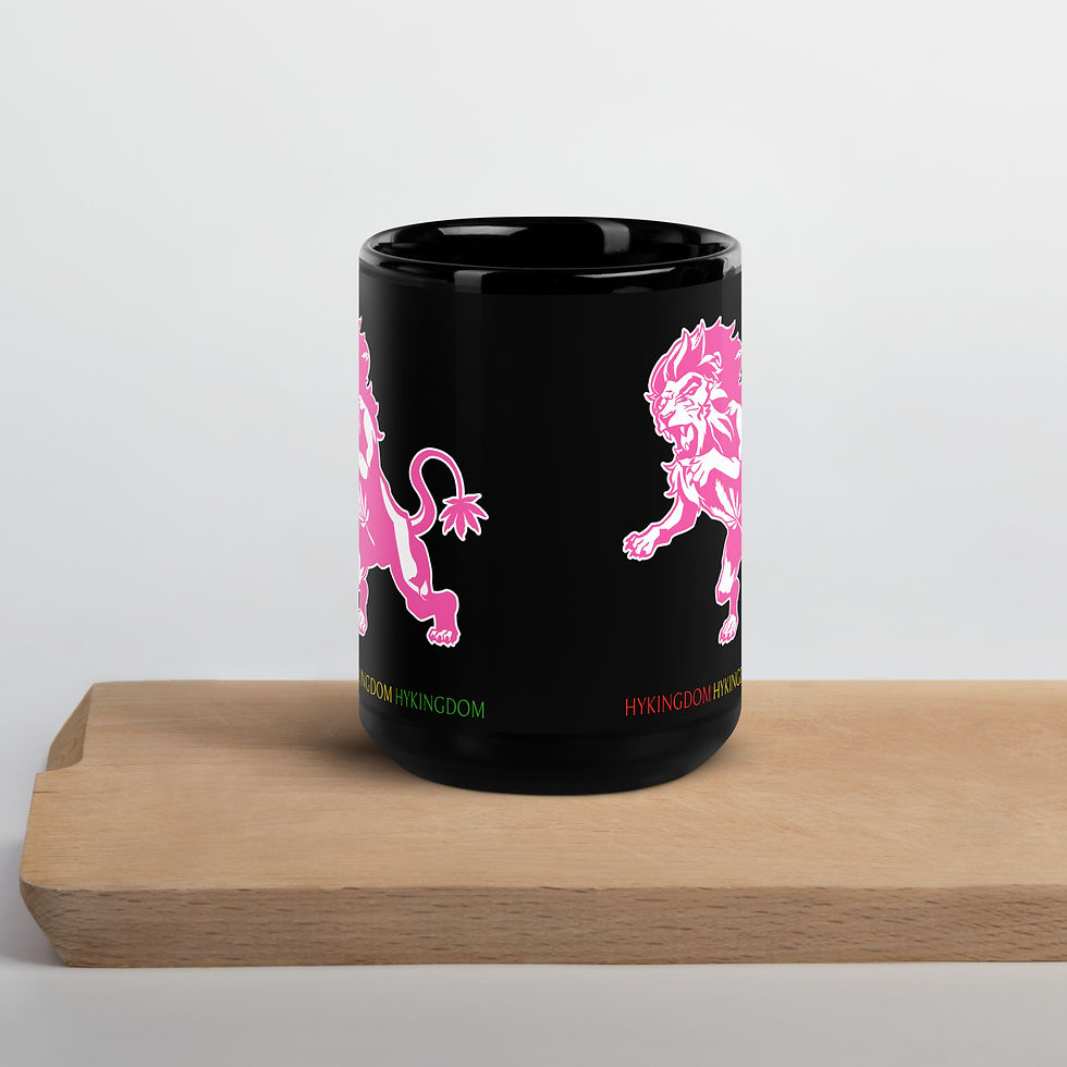 Thumbnail: Black Glossy Mug-Hykingdom Pink Lion