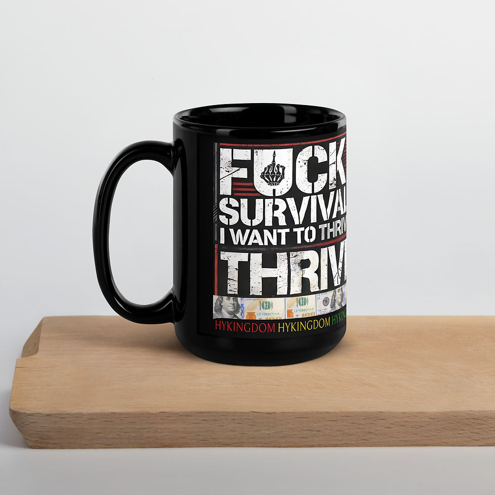 Thumbnail: Black Glossy Mug-Fxck survival I want to thrive-Money