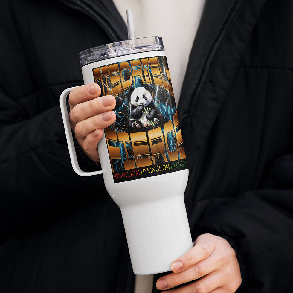 Thumbnail: Travel mug with a handle-Discretely Fierce Panda