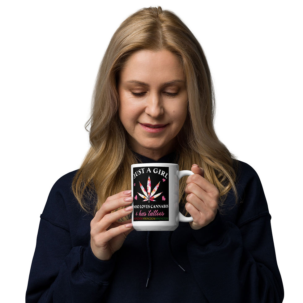 Thumbnail: White glossy mug-Just a girl who loves cannabis and has tattoos
