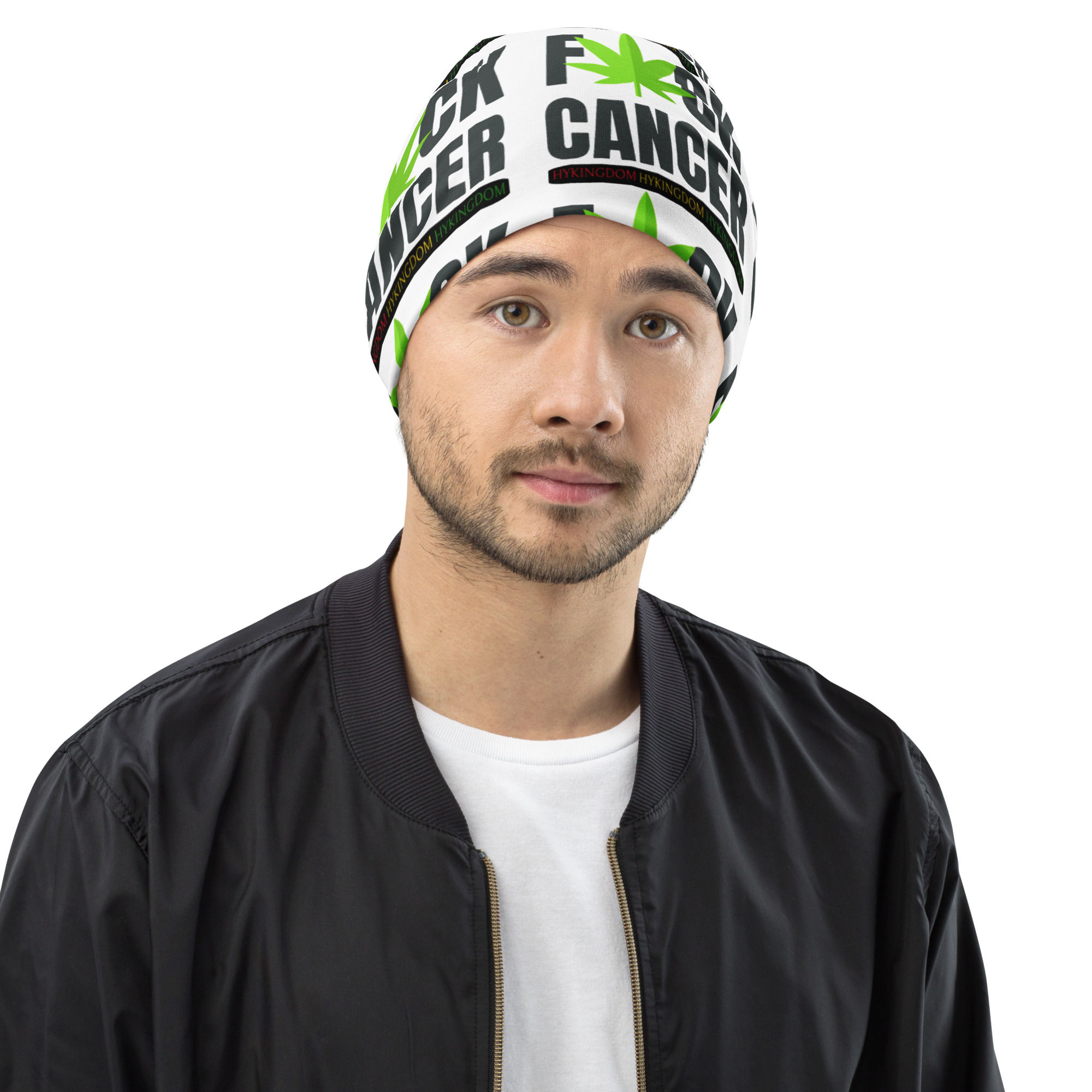 All-Over Print Beanie-Fxck Cancer