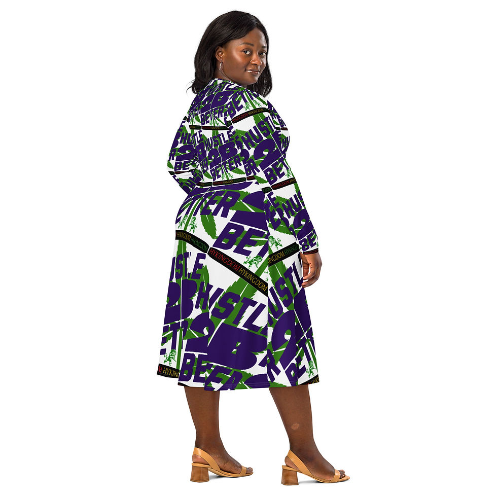 Thumbnail: All-over print long sleeve midi dress-Hustle 2B Better