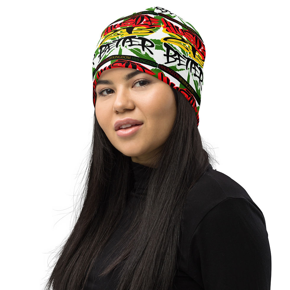 Thumbnail: All-Over Print Beanie-Hustle 2B Better