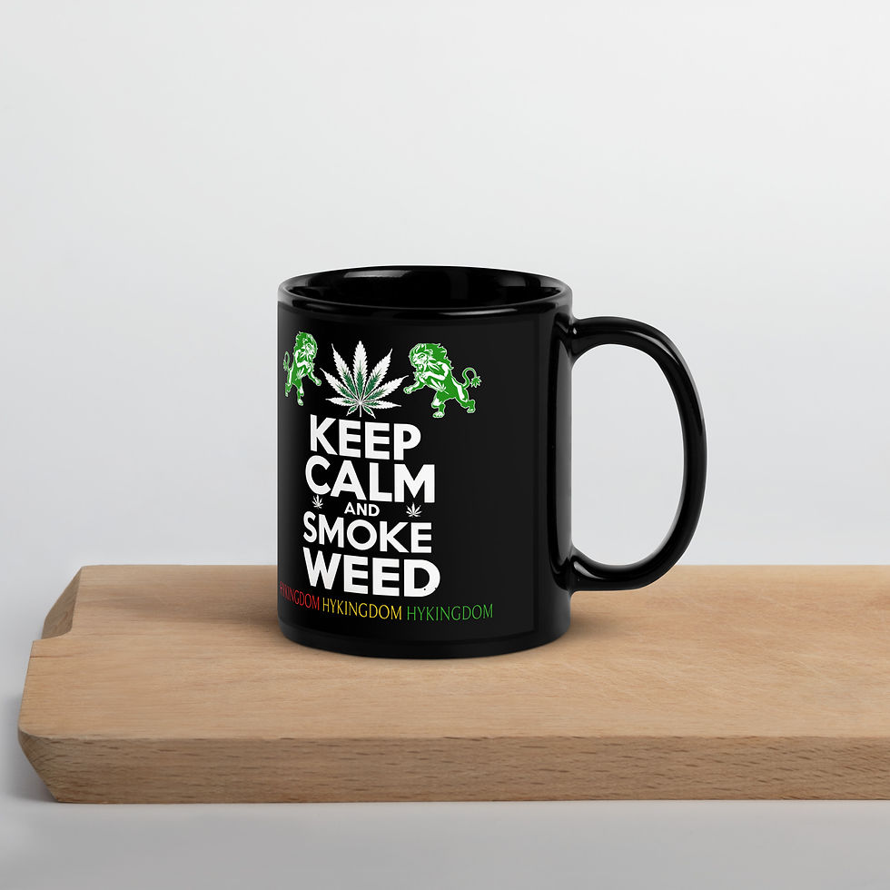 Thumbnail: Black Glossy Mug-Keep calm and smoke weed-Black