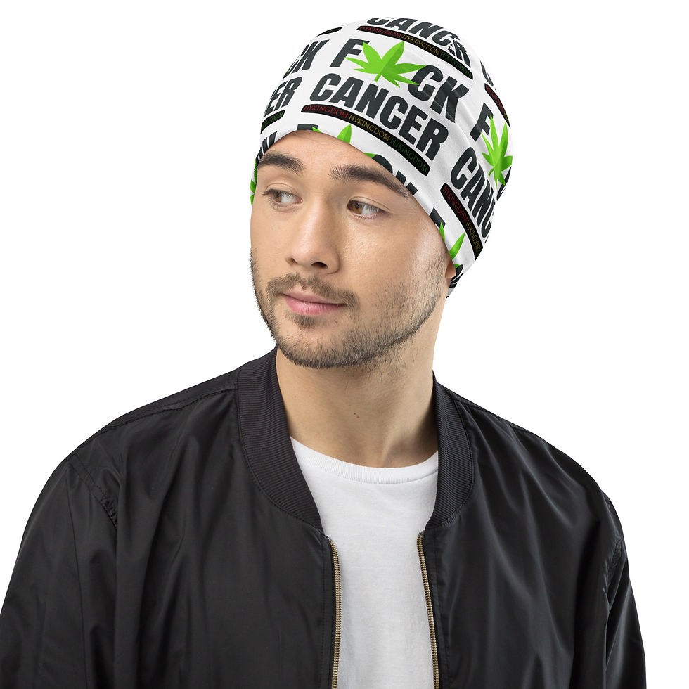 Thumbnail: All-Over Print Beanie-Fxck Cancer