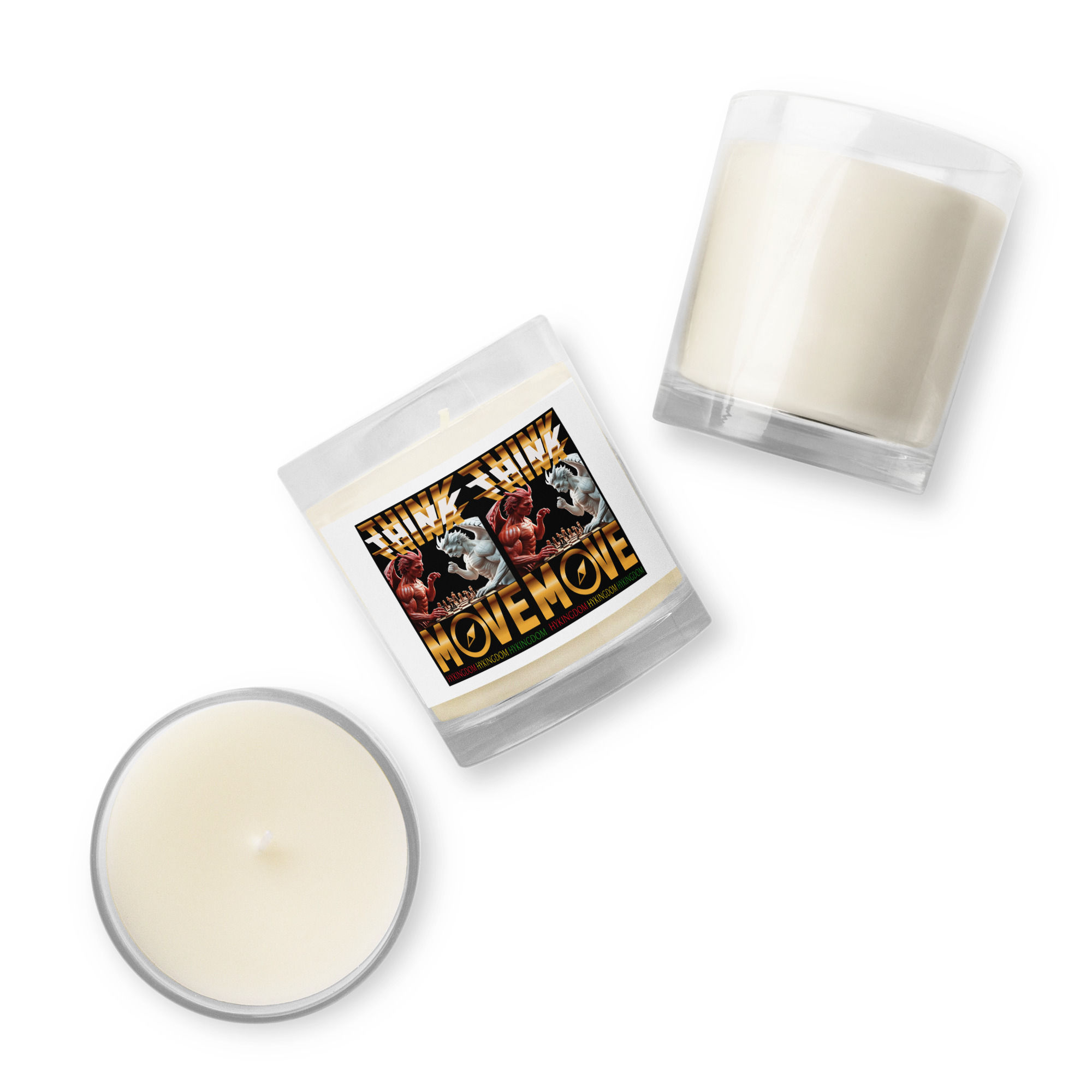Glass jar soy wax candle-Think think think... Move