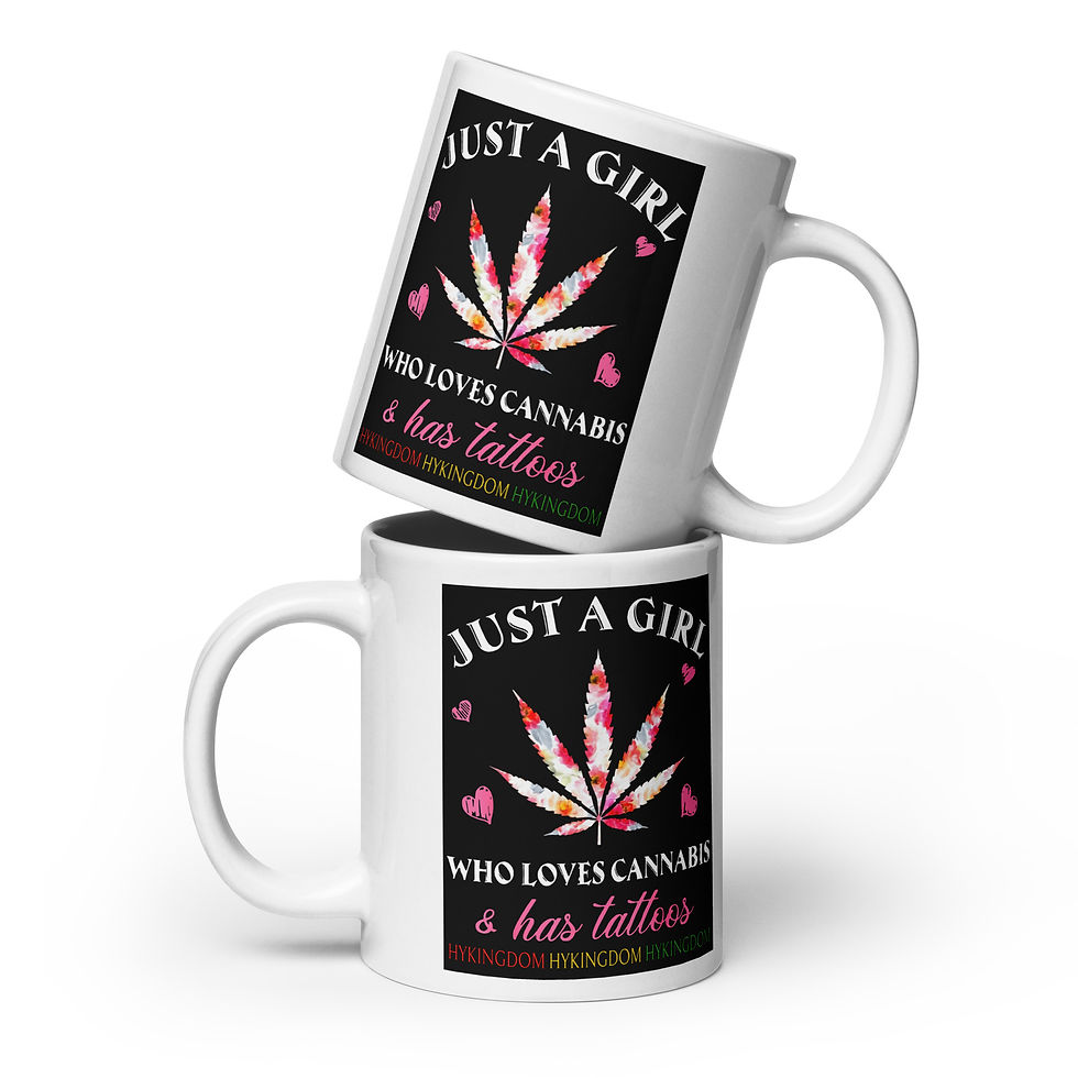 Thumbnail: White glossy mug-Just a girl who loves cannabis and has tattoos