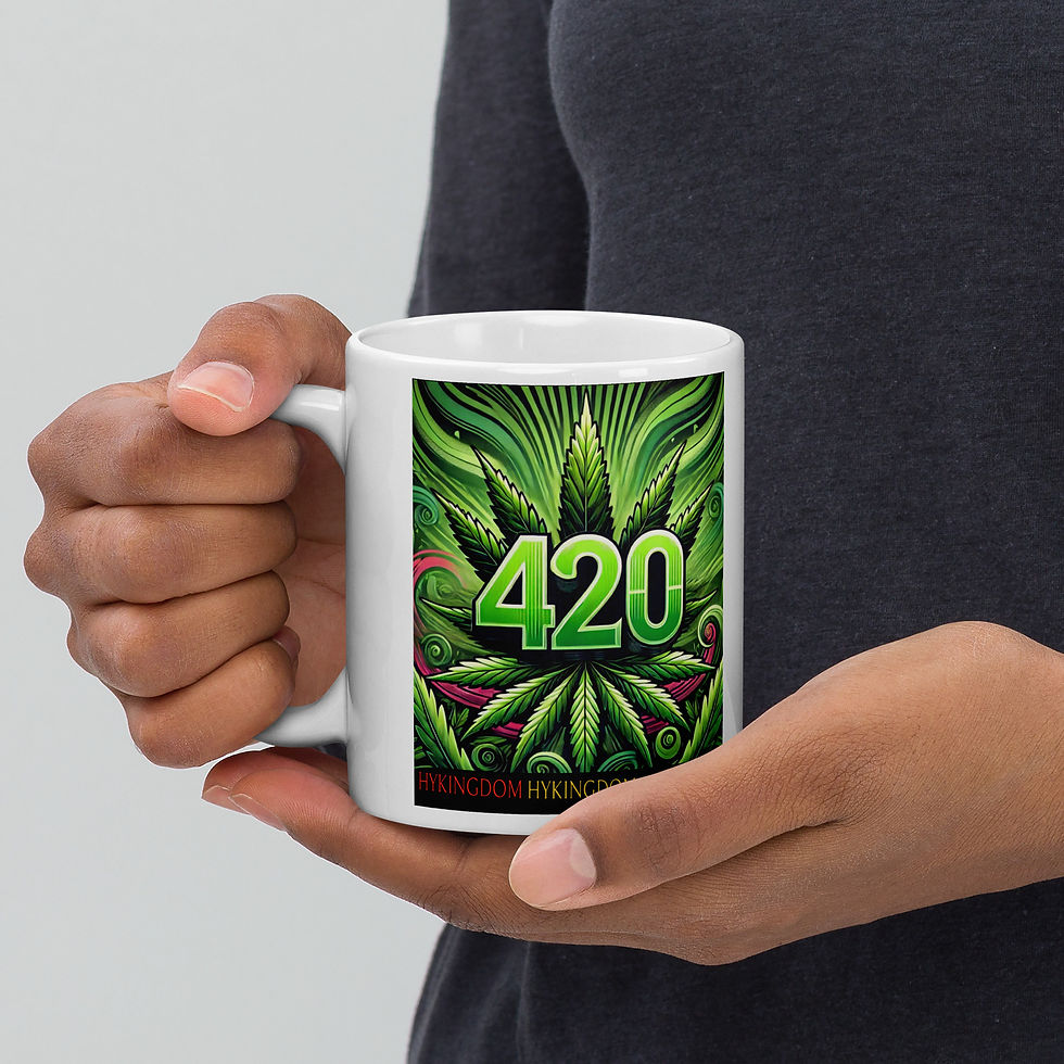 Thumbnail: White glossy mug-420 with cannabis leaf