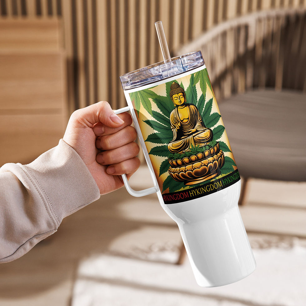 Thumbnail: Travel mug with a handle-Buddha and Cannabis