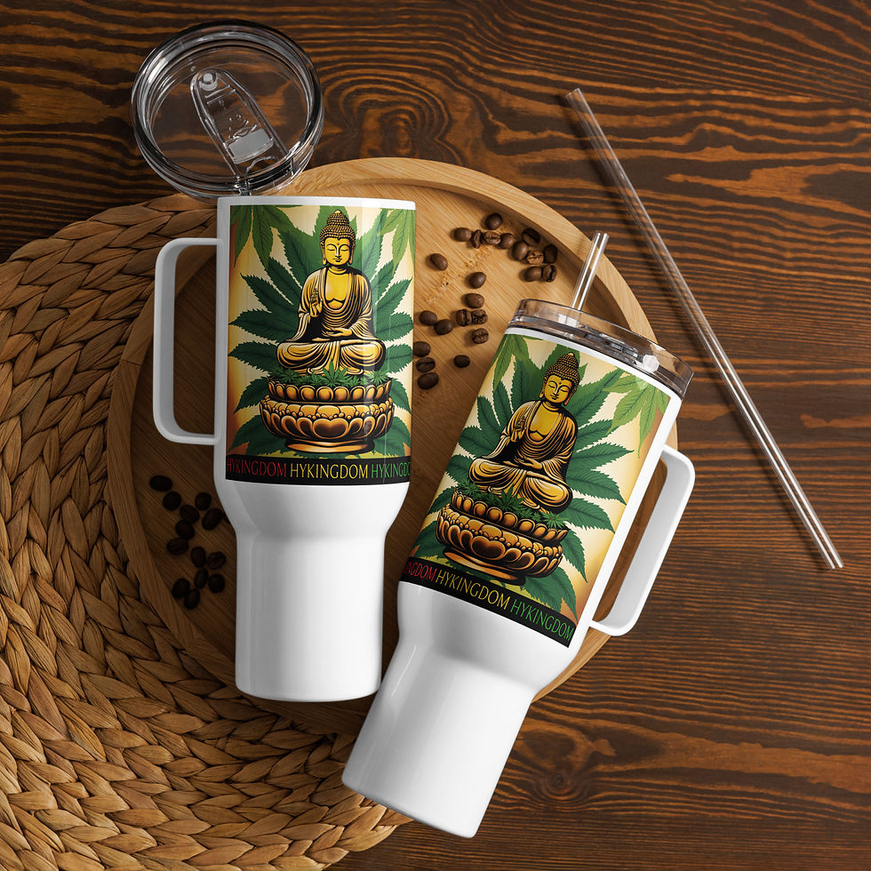 Thumbnail: Travel mug with a handle-Buddha and Cannabis
