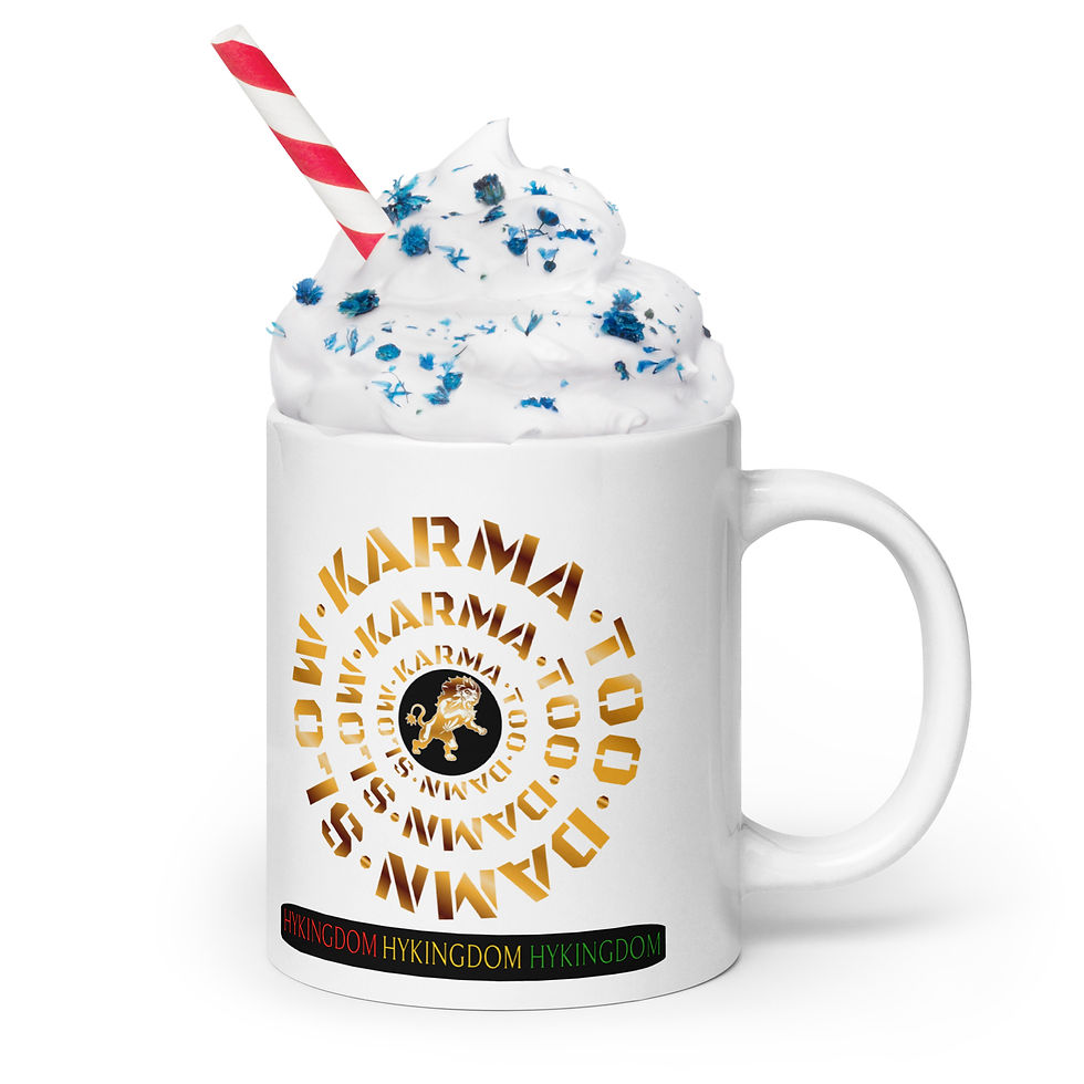 Thumbnail: White glossy mug-Karma Too Damn Slow-Gold