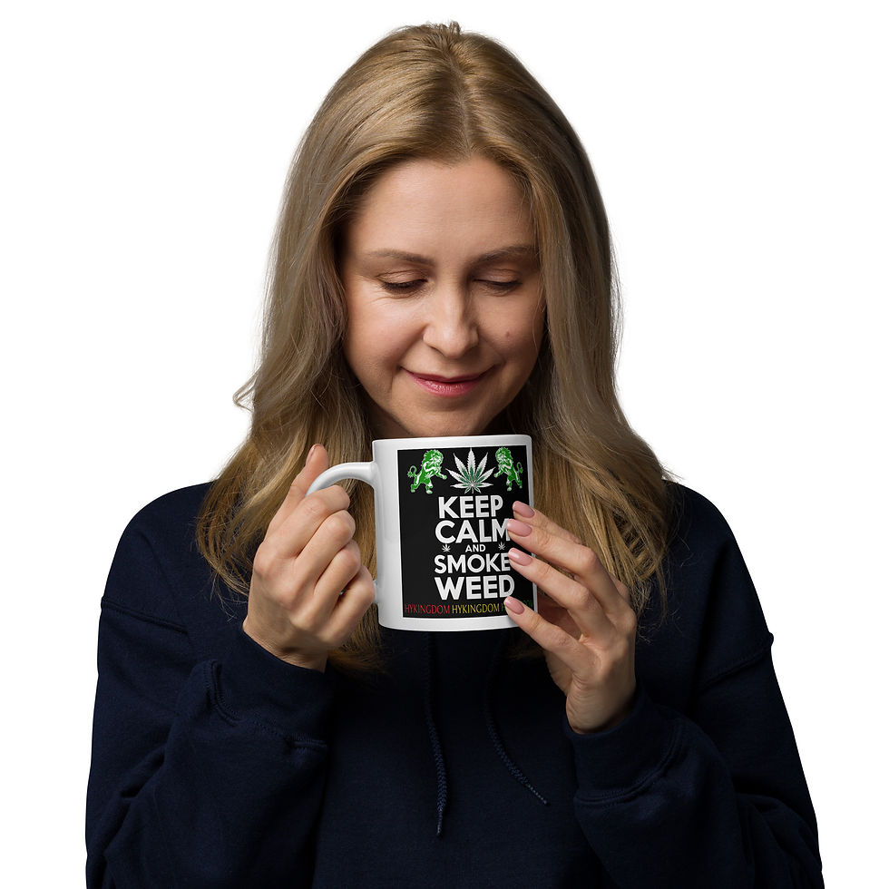 Thumbnail: White glossy mug-Stay calm and smoke weed