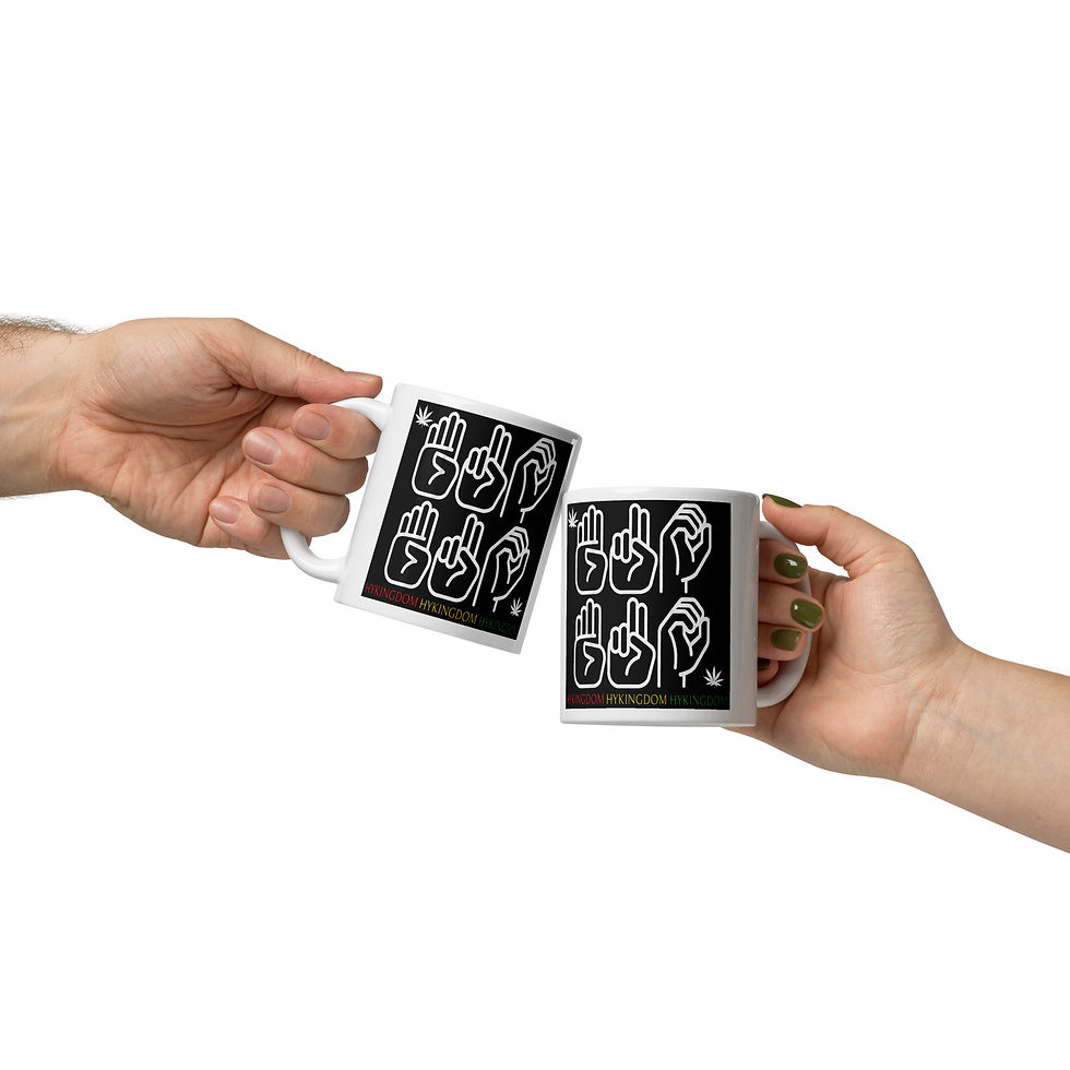Thumbnail: White glossy mug-Cannabis-In Sign Language-bw