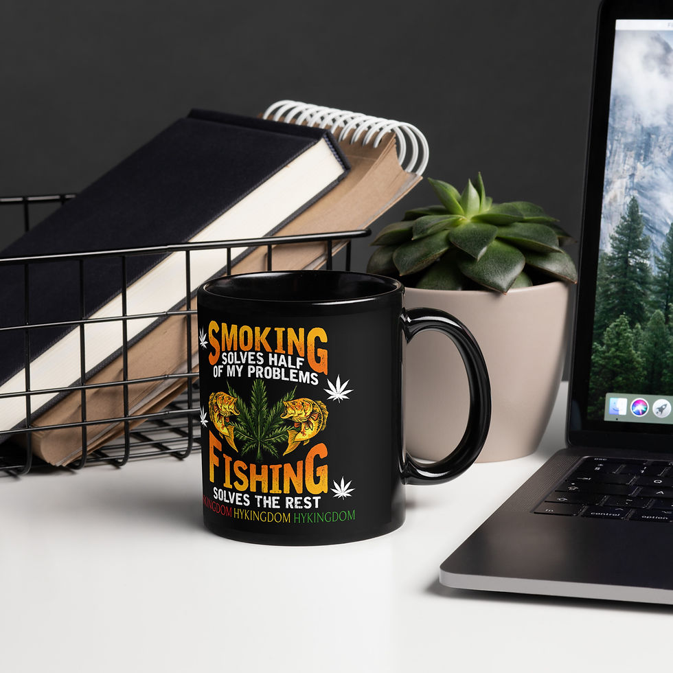 Thumbnail: Black Glossy Mug-Smoking solves half of my problems, Fishing solves the rest-B
