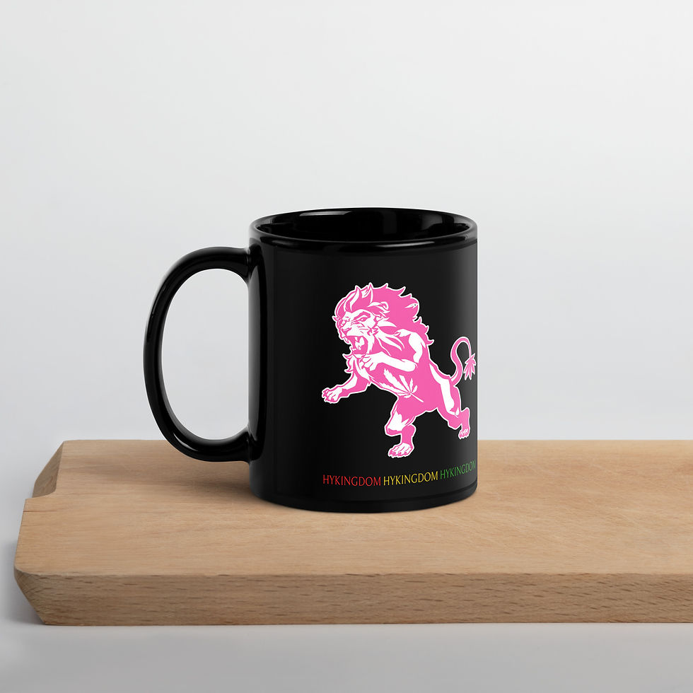Thumbnail: Black Glossy Mug-Hykingdom Pink Lion