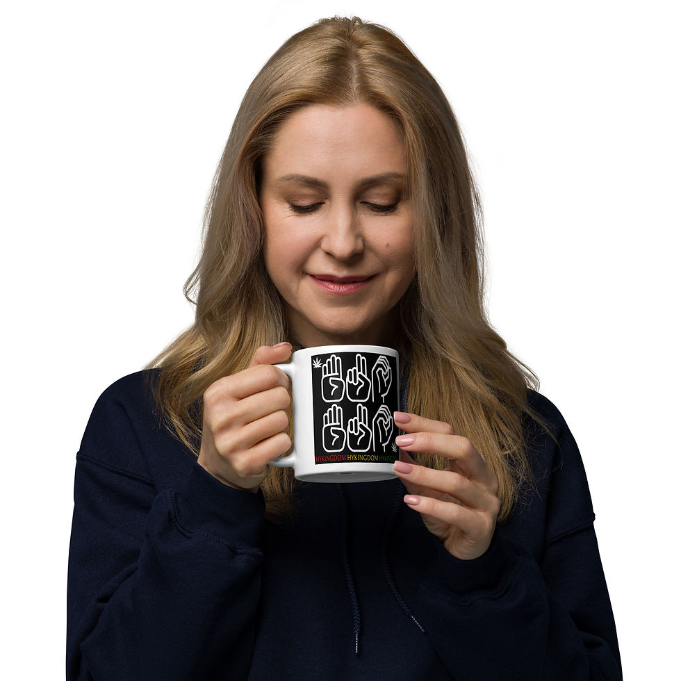 Thumbnail: White glossy mug-Cannabis-In Sign Language-bw