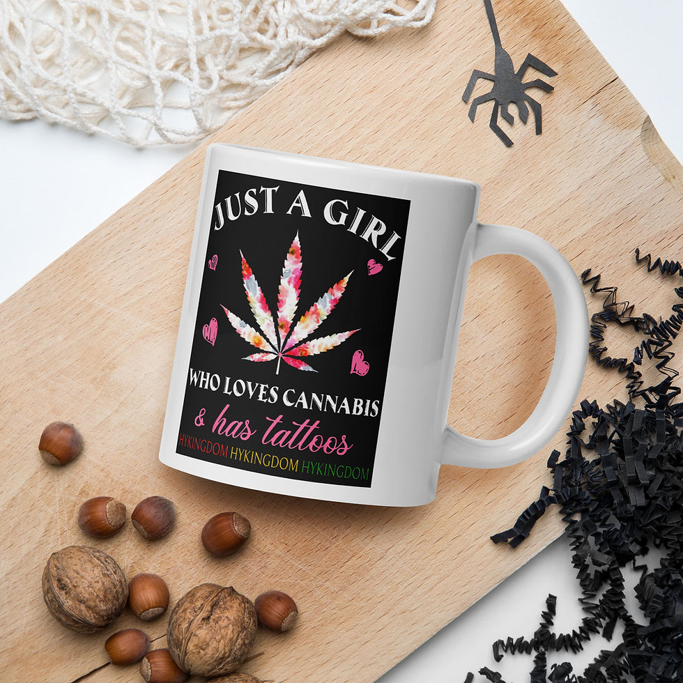 Thumbnail: White glossy mug-Just a girl who loves cannabis and has tattoos
