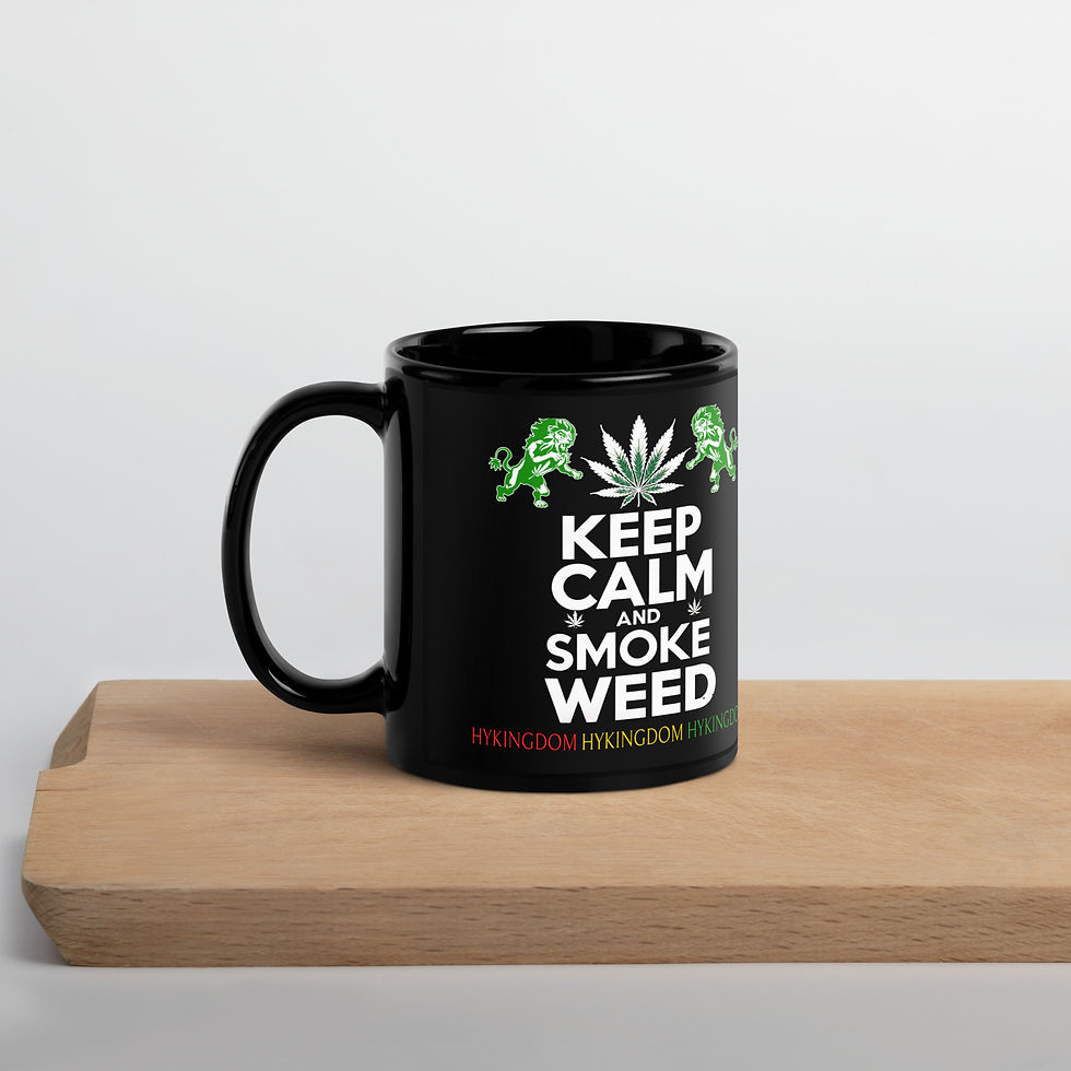 Thumbnail: Black Glossy Mug-Keep calm and smoke weed-Black