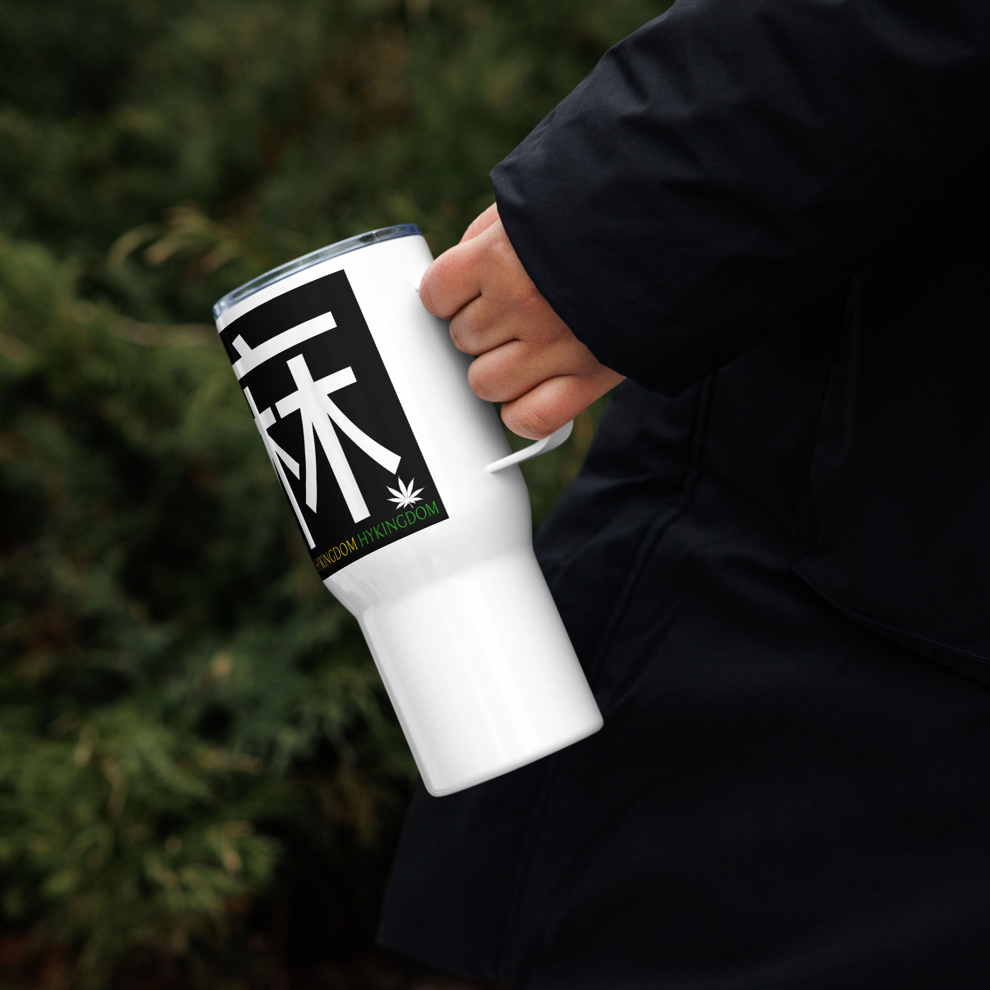 Travel mug with a handle-Cannabis in Chinese character