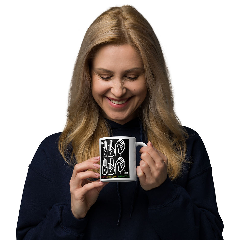Thumbnail: White glossy mug-Cannabis-In Sign Language-bw