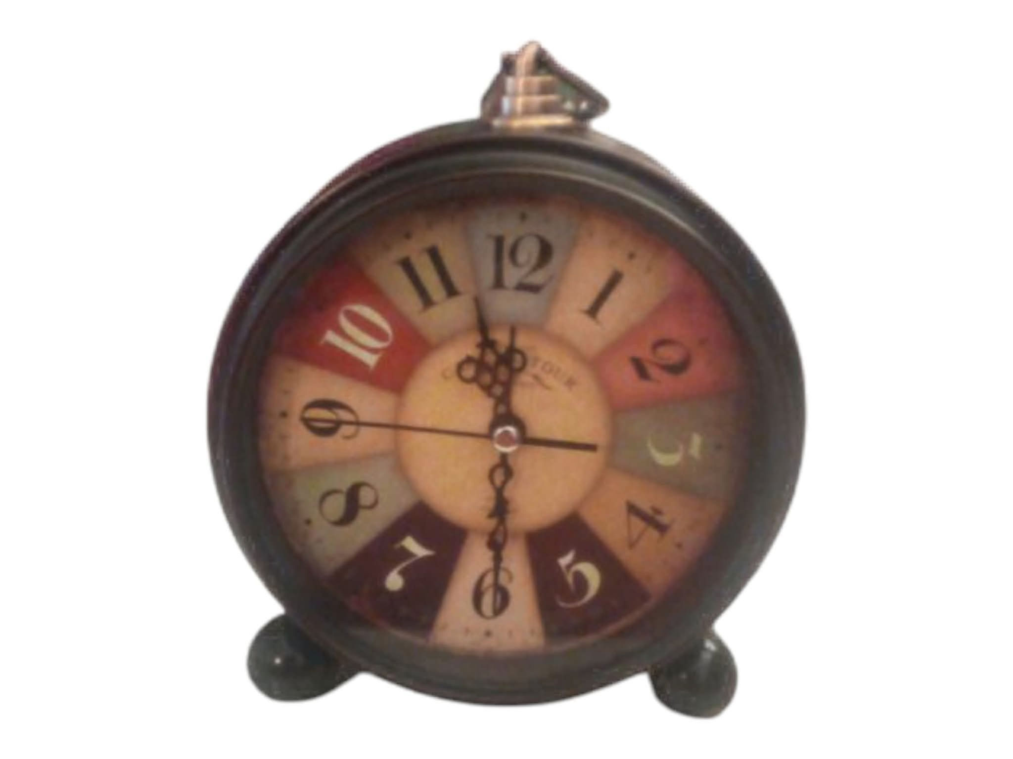 Vintage 5 inch analog alarm clock with colorful face
