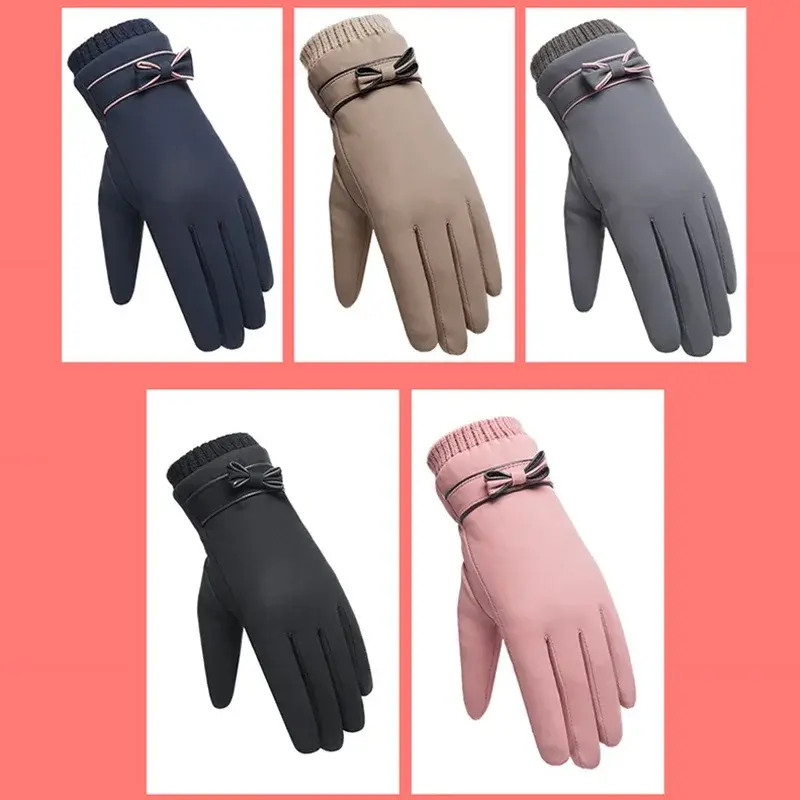 Thumbnail: Fashion Winter Women Gloves Windproof Internal Plush Warm Lady Mittens Touch