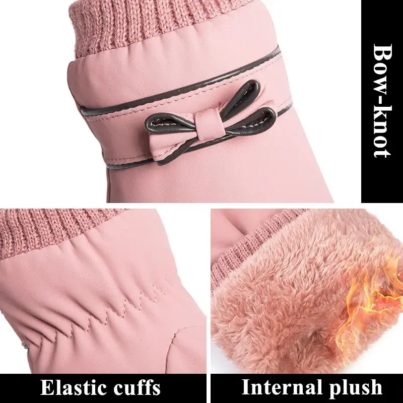 Miniatura: Fashion Winter Women Gloves Windproof Internal Plush Warm Lady Mittens Touch