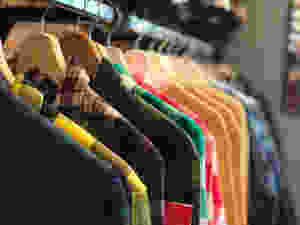 a view of flannel shirts at the shop