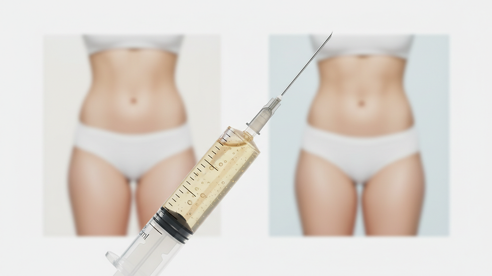 Close-up view of a syringe with fat dissolve injection solution