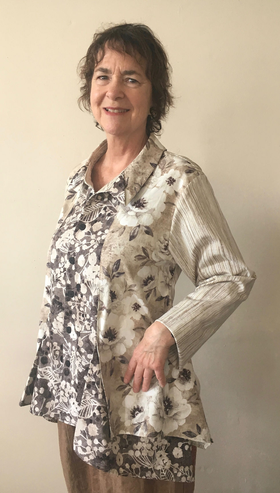 Thumbnail: Tri-fabric flair blouse