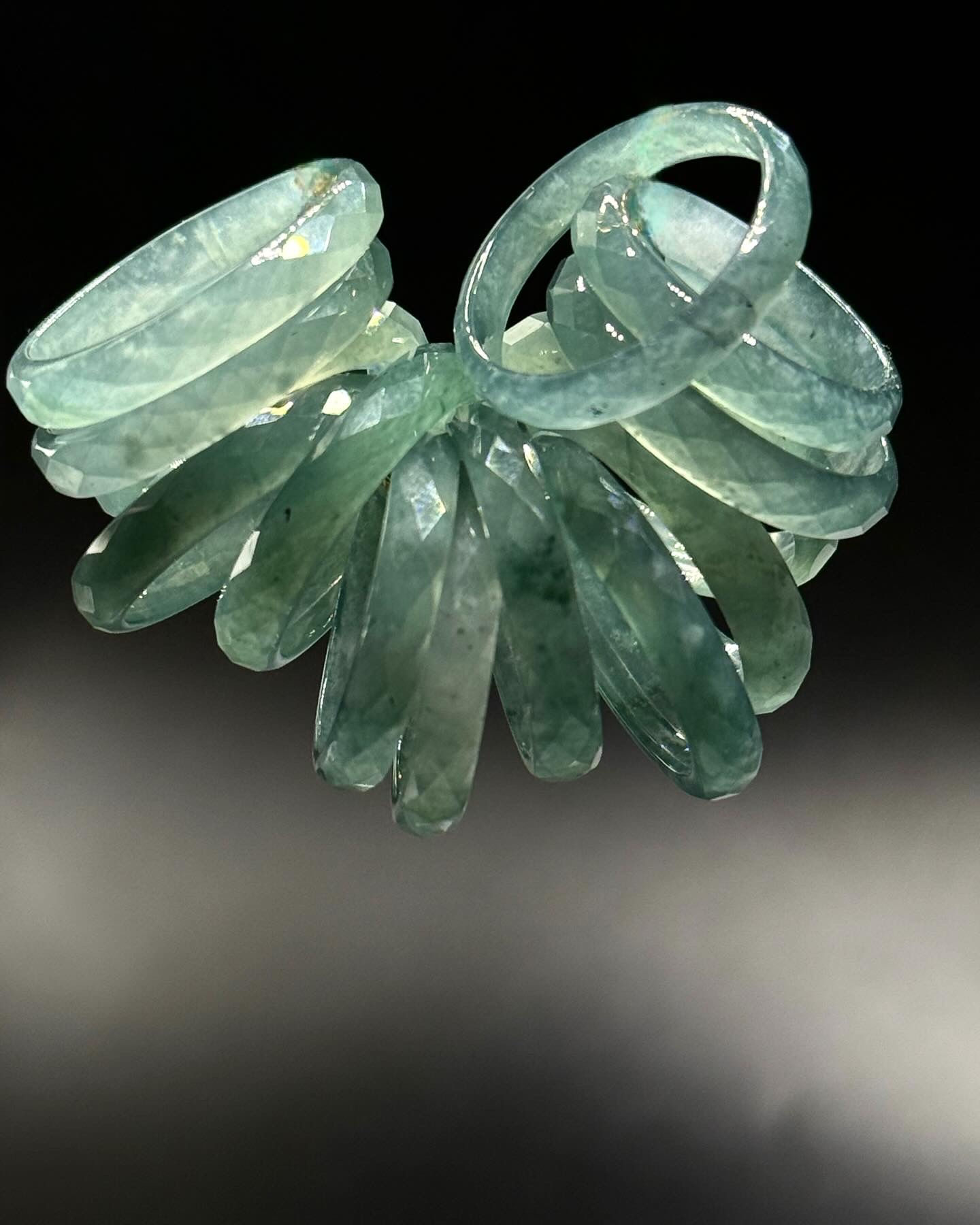 Diamond cut jade rings