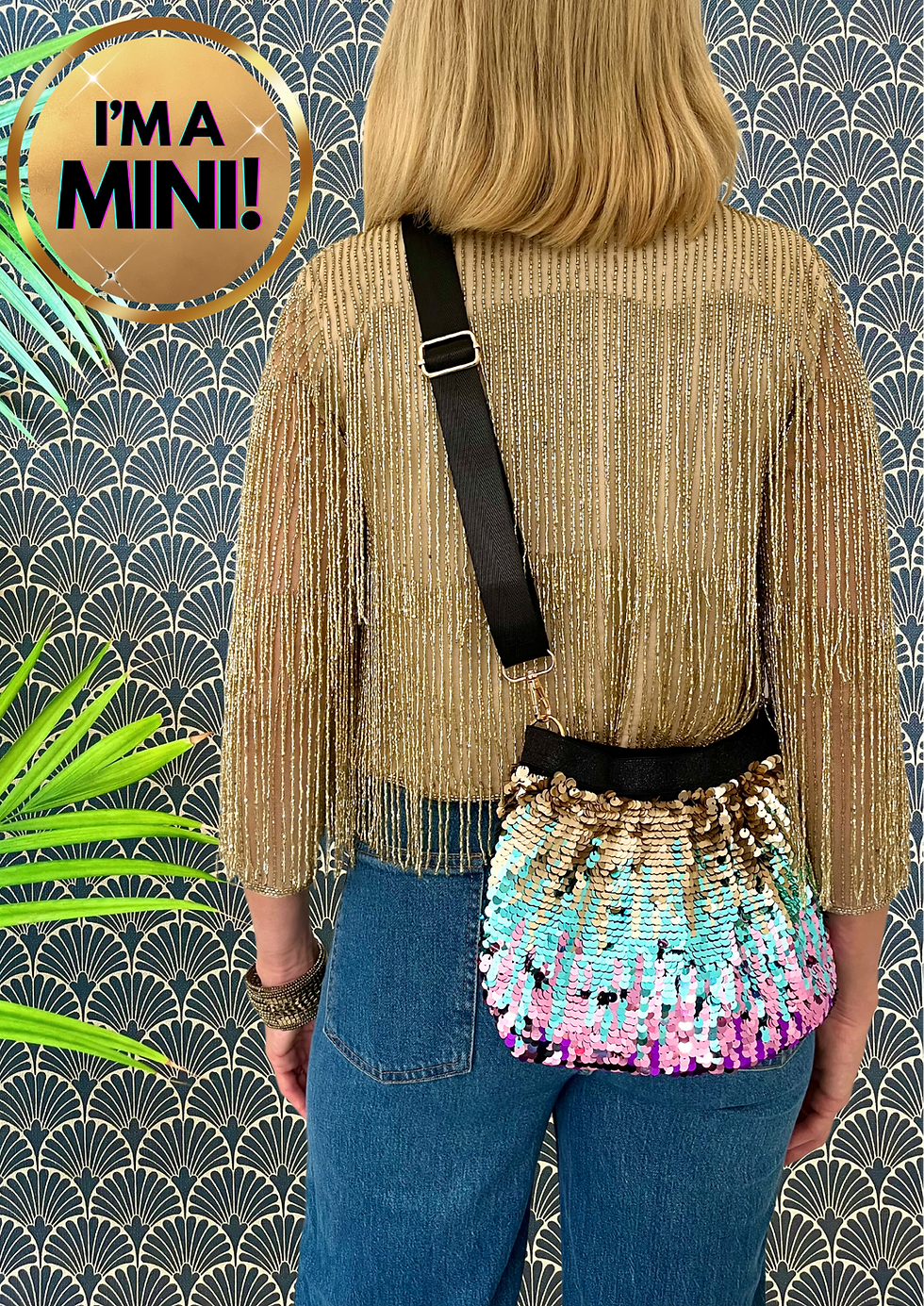 Thumbnail: Mini Size Refashioned Sequin Bag - Purple, Mint and Gold Ombré