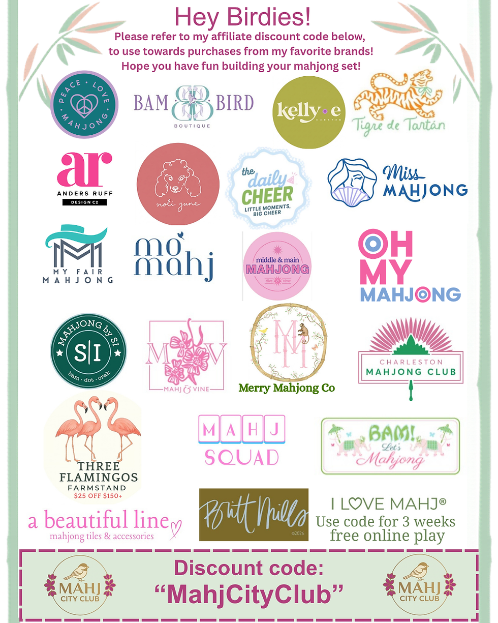 Includes list of partner discount websites and discount code: "MahjCityClub"