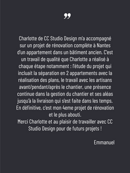 Avis projet rénovation aménagement Architecte d'intérieur nantes charlotte capron designer d'espace nantes