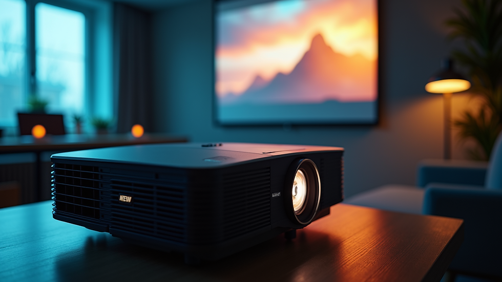 High angle view of a presentation slide on a projector