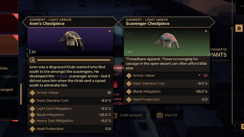 Aren's Chestpiece vs Scavenger Chestpiece